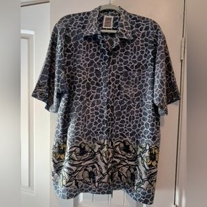 Ocean Current Vintage Men's Blue Hawaiian Shirt XL